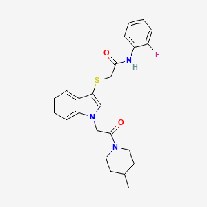 molecular formula C24H26FN3O2S B2669644 N-(2-fluorophenyl)-2-({1-[2-(4-methylpiperidin-1-yl)-2-oxoethyl]-1H-indol-3-yl}sulfanyl)acetamide CAS No. 878056-00-9