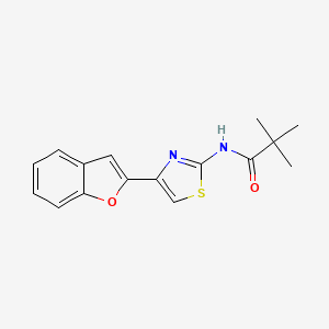 molecular formula C16H16N2O2S B2669645 N-[4-(1-benzofuran-2-yl)-1,3-thiazol-2-yl]-2,2-dimethylpropanamide CAS No. 923504-36-3