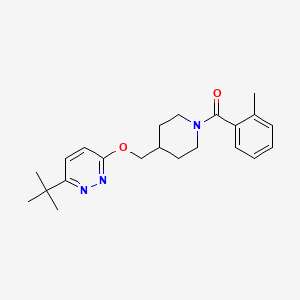 molecular formula C22H29N3O2 B2669656 3-Tert-butyl-6-{[1-(2-methylbenzoyl)piperidin-4-yl]methoxy}pyridazine CAS No. 2320458-04-4