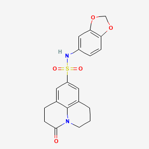 molecular formula C19H18N2O5S B2669677 N-(2H-1,3-benzodioxol-5-yl)-2-oxo-1-azatricyclo[7.3.1.0^{5,13}]trideca-5,7,9(13)-triene-7-sulfonamide CAS No. 903364-08-9