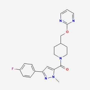 B2669716 [5-(4-Fluorophenyl)-2-methylpyrazol-3-yl]-[4-(pyrimidin-2-yloxymethyl)piperidin-1-yl]methanone CAS No. 2379995-01-2