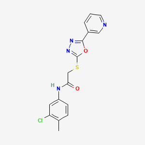 molecular formula C16H13ClN4O2S B2669791 N-(3-chloro-4-methylphenyl)-2-{[5-(pyridin-3-yl)-1,3,4-oxadiazol-2-yl]sulfanyl}acetamide CAS No. 898630-75-6