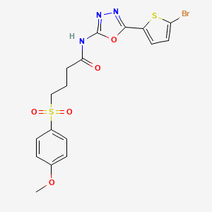 molecular formula C17H16BrN3O5S2 B2669804 N-(5-(5-bromothiophen-2-yl)-1,3,4-oxadiazol-2-yl)-4-((4-methoxyphenyl)sulfonyl)butanamide CAS No. 1021071-09-9