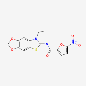 molecular formula C15H11N3O6S B2669849 N-[(11E)-12-ethyl-4,6-dioxa-10-thia-12-azatricyclo[7.3.0.0^{3,7}]dodeca-1(9),2,7-trien-11-ylidene]-5-nitrofuran-2-carboxamide CAS No. 1321775-67-0