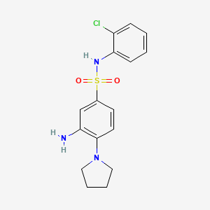 molecular formula C16H18ClN3O2S B2669873 3-amino-N-(2-chlorophenyl)-4-(pyrrolidin-1-yl)benzene-1-sulfonamide CAS No. 327106-71-8