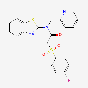 molecular formula C21H16FN3O3S2 B2669919 N-(1,3-benzothiazol-2-yl)-2-(4-fluorobenzenesulfonyl)-N-[(pyridin-2-yl)methyl]acetamide CAS No. 886905-48-2