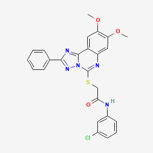 molecular formula C25H20ClN5O3S B2670037 N-(3-Chlorophenyl)-2-({8,9-dimethoxy-2-phenyl-[1,2,4]triazolo[1,5-C]quinazolin-5-YL}sulfanyl)acetamide CAS No. 901756-06-7