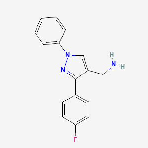 molecular formula C16H14FN3 B2670128 [3-(4-fluorophenyl)-1-phenyl-1H-pyrazol-4-yl]methanamine CAS No. 873312-95-9