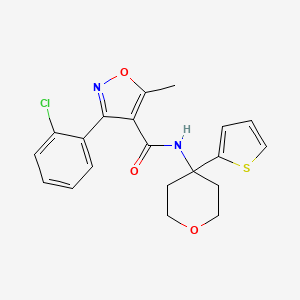 3-(2-chlorophenyl)-5-methyl-N-(4-(thiophen-2-yl)tetrahydro-2H-pyran-4-yl)isoxazole-4-carboxamide