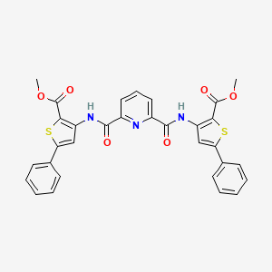 molecular formula C31H23N3O6S2 B2670143 methyl 3-(6-{[2-(methoxycarbonyl)-5-phenylthiophen-3-yl]carbamoyl}pyridine-2-amido)-5-phenylthiophene-2-carboxylate CAS No. 477486-78-5