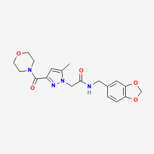 N-(benzo[d][1,3]dioxol-5-ylmethyl)-2-(5-methyl-3-(morpholine-4-carbonyl)-1H-pyrazol-1-yl)acetamide