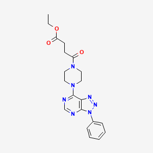 molecular formula C20H23N7O3 B2670151 ethyl 4-oxo-4-(4-(3-phenyl-3H-[1,2,3]triazolo[4,5-d]pyrimidin-7-yl)piperazin-1-yl)butanoate CAS No. 920262-90-4