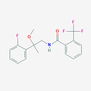 molecular formula C18H17F4NO2 B2670174 N-[2-(2-Fluorophenyl)-2-methoxypropyl]-2-(trifluoromethyl)benzamide CAS No. 1796950-80-5