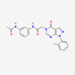 molecular formula C22H20N6O3 B2670178 N-(3-acetamidophenyl)-2-[1-(2-methylphenyl)-4-oxo-1H,4H,5H-pyrazolo[3,4-d]pyrimidin-5-yl]acetamide CAS No. 895011-00-4
