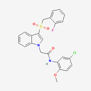 molecular formula C24H20ClFN2O4S B2670199 N-(5-chloro-2-methoxyphenyl)-2-(3-((2-fluorobenzyl)sulfonyl)-1H-indol-1-yl)acetamide CAS No. 893283-28-8