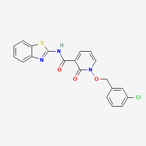 molecular formula C20H14ClN3O3S B2670213 N-(1,3-benzothiazol-2-yl)-1-[(3-chlorophenyl)methoxy]-2-oxo-1,2-dihydropyridine-3-carboxamide CAS No. 852366-13-3