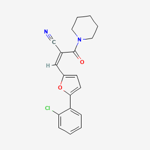 molecular formula C19H17ClN2O2 B2670217 (Z)-3-(5-(2-chlorophenyl)furan-2-yl)-2-(piperidine-1-carbonyl)acrylonitrile CAS No. 301177-03-7