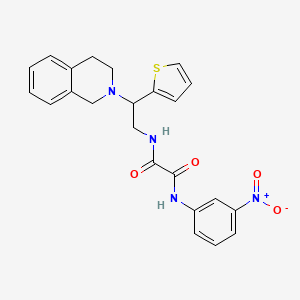 molecular formula C23H22N4O4S B2670221 N1-(2-(3,4-dihydroisoquinolin-2(1H)-yl)-2-(thiophen-2-yl)ethyl)-N2-(3-nitrophenyl)oxalamide CAS No. 898424-91-4