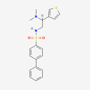 molecular formula C20H22N2O2S2 B2670225 N-(2-(dimethylamino)-2-(thiophen-3-yl)ethyl)-[1,1'-biphenyl]-4-sulfonamide CAS No. 946304-25-2
