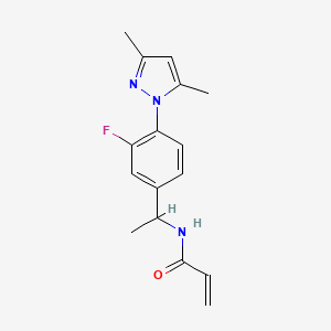 molecular formula C16H18FN3O B2670233 N-{1-[4-(3,5-dimethyl-1H-pyrazol-1-yl)-3-fluorophenyl]ethyl}prop-2-enamide CAS No. 2411312-77-9