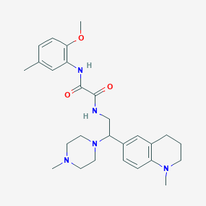 molecular formula C27H37N5O3 B2670284 N'-(2-methoxy-5-methylphenyl)-N-[2-(1-methyl-1,2,3,4-tetrahydroquinolin-6-yl)-2-(4-methylpiperazin-1-yl)ethyl]ethanediamide CAS No. 922066-33-9