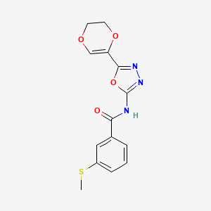 molecular formula C14H13N3O4S B2670290 N-[5-(5,6-dihydro-1,4-dioxin-2-yl)-1,3,4-oxadiazol-2-yl]-3-(methylsulfanyl)benzamide CAS No. 896346-03-5