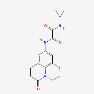 molecular formula C17H19N3O3 B2670305 N1-cyclopropyl-N2-(3-oxo-1,2,3,5,6,7-hexahydropyrido[3,2,1-ij]quinolin-9-yl)oxalamide CAS No. 898423-12-6