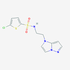 molecular formula C11H11ClN4O2S2 B2670312 N-(2-(1H-imidazo[1,2-b]pyrazol-1-yl)ethyl)-5-chlorothiophene-2-sulfonamide CAS No. 1798676-37-5