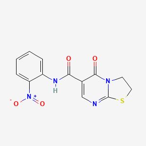 molecular formula C13H10N4O4S B2670318 N-(2-nitrophenyl)-5-oxo-2H,3H,5H-[1,3]thiazolo[3,2-a]pyrimidine-6-carboxamide CAS No. 532965-44-9