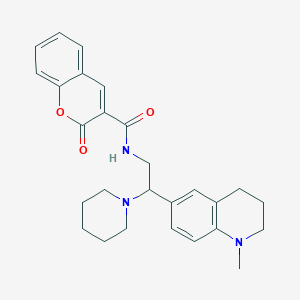 molecular formula C27H31N3O3 B2670331 N-(2-(1-methyl-1,2,3,4-tetrahydroquinolin-6-yl)-2-(piperidin-1-yl)ethyl)-2-oxo-2H-chromene-3-carboxamide CAS No. 922095-92-9
