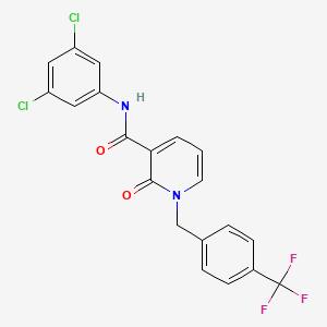 molecular formula C20H13Cl2F3N2O2 B2670343 N-(3,5-Dichlorophenyl)-2-oxo-1-(4-(trifluoromethyl)benzyl)-1,2-dihydro-3-pyridinecarboxamide CAS No. 338782-15-3