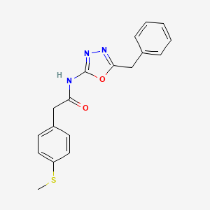 molecular formula C18H17N3O2S B2670359 N-(5-benzyl-1,3,4-oxadiazol-2-yl)-2-(4-(methylthio)phenyl)acetamide CAS No. 954647-21-3