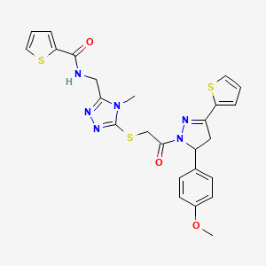 N-((5-((2-(5-(4-methoxyphenyl)-3-(thiophen-2-yl)-4,5-dihydro-1H-pyrazol-1-yl)-2-oxoethyl)thio)-4-methyl-4H-1,2,4-triazol-3-yl)methyl)thiophene-2-carboxamide