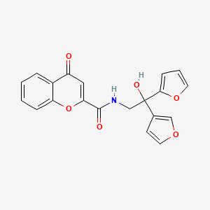 molecular formula C20H15NO6 B2670409 N-(2-(furan-2-yl)-2-(furan-3-yl)-2-hydroxyethyl)-4-oxo-4H-chromene-2-carboxamide CAS No. 2034621-38-8