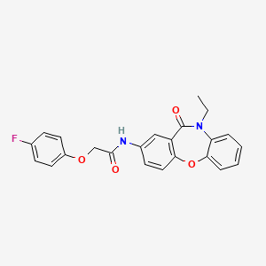 molecular formula C23H19FN2O4 B2670432 N-(10-ethyl-11-oxo-10,11-dihydrodibenzo[b,f][1,4]oxazepin-2-yl)-2-(4-fluorophenoxy)acetamide CAS No. 922029-79-6