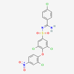 molecular formula C19H11Cl4N3O5S B2670449 N1-[(4-chlorophenyl)(imino)methyl]-3,5-dichloro-4-(2-chloro-4-nitrophenoxy)benzene-1-sulfonamide CAS No. 210411-57-7