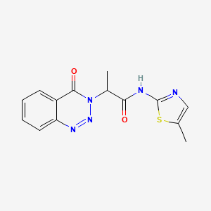 molecular formula C14H13N5O2S B2670450 N-(5-methylthiazol-2-yl)-2-(4-oxobenzo[d][1,2,3]triazin-3(4H)-yl)propanamide CAS No. 1219844-68-4