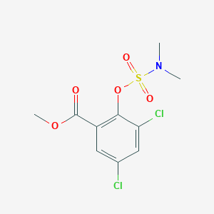 molecular formula C10H11Cl2NO5S B2670466 Methyl 3,5-dichloro-2-{[(dimethylamino)sulfonyl]oxy}benzenecarboxylate CAS No. 338405-94-0