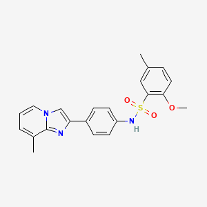 2-methoxy-5-methyl-N-(4-{8-methylimidazo[1,2-a]pyridin-2-yl}phenyl)benzene-1-sulfonamide