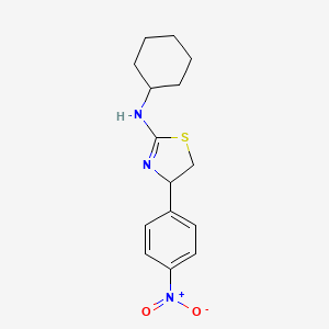 molecular formula C15H19N3O2S B2670494 N-cyclohexyl-4-(4-nitrophenyl)-4,5-dihydro-1,3-thiazol-2-amine CAS No. 748778-14-5