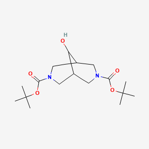 molecular formula C17H30N2O5 B2670497 Di-tert-butyl 9-hydroxy-3,7-diaza-bicyclo[3.3.1]nonane-3,7-dicarboxylate CAS No. 228270-29-9