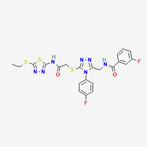 N-((5-((2-((5-(ethylthio)-1,3,4-thiadiazol-2-yl)amino)-2-oxoethyl)thio)-4-(4-fluorophenyl)-4H-1,2,4-triazol-3-yl)methyl)-3-fluorobenzamide
