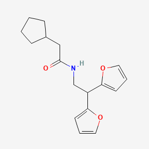 2-cyclopentyl-N-(2,2-di(furan-2-yl)ethyl)acetamide
