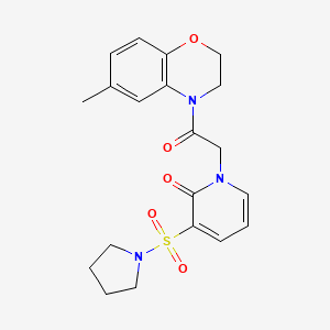 1-(2-(6-methyl-2H-benzo[b][1,4]oxazin-4(3H)-yl)-2-oxoethyl)-3-(pyrrolidin-1-ylsulfonyl)pyridin-2(1H)-one