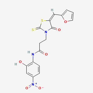 3-[(5E)-5-(furan-2-ylmethylidene)-4-oxo-2-thioxo-1,3-thiazolidin-3-yl]-N-(2-hydroxy-4-nitrophenyl)propanamide