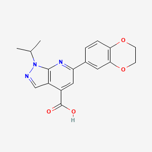 6-(2,3-dihydro-1,4-benzodioxin-6-yl)-1-(propan-2-yl)-1H-pyrazolo[3,4-b]pyridine-4-carboxylic acid