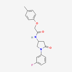 molecular formula C19H19FN2O3 B2670543 N-[1-(3-fluorophenyl)-5-oxopyrrolidin-3-yl]-2-(4-methylphenoxy)acetamide CAS No. 896290-65-6