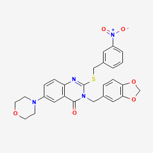3-(1,3-Benzodioxol-5-ylmethyl)-6-morpholin-4-yl-2-[(3-nitrophenyl)methylsulfanyl]quinazolin-4-one