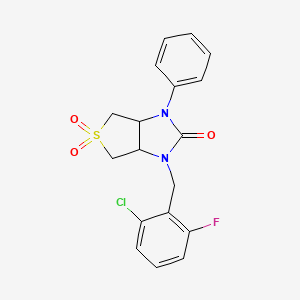 molecular formula C18H16ClFN2O3S B2670549 1-(2-chloro-6-fluorobenzyl)-3-phenyltetrahydro-1H-thieno[3,4-d]imidazol-2(3H)-one 5,5-dioxide CAS No. 894927-71-0
