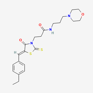 molecular formula C22H29N3O3S2 B2670554 (Z)-3-(5-(4-ethylbenzylidene)-4-oxo-2-thioxothiazolidin-3-yl)-N-(3-morpholinopropyl)propanamide CAS No. 356572-72-0